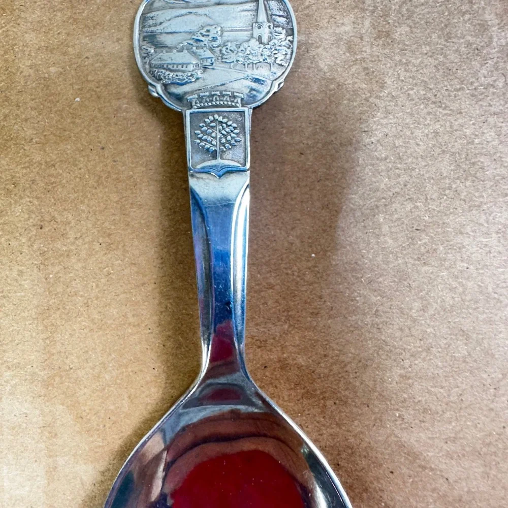 Vintage Larvik Norway 40 NM Silverplate Souvenir Spoon Scenic Collectible 5.75in